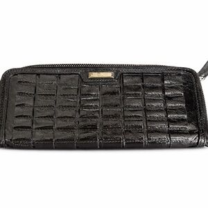 Black Burberry Croc-Embossed Wallet/Cluch
